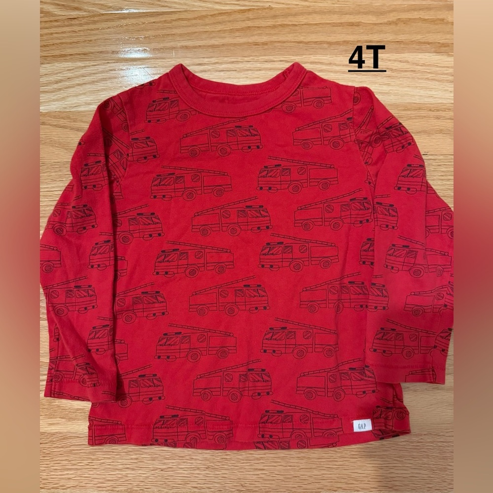 GAP Kids Red Fire Engine Long Sleeve Tee